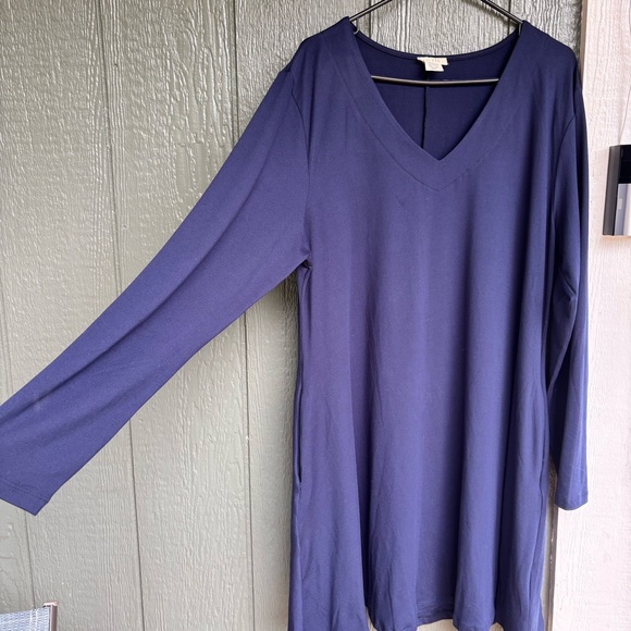 Yelete Navy Blue Long Sleeve Tunic Dress 2XL - Picture 2 of 6